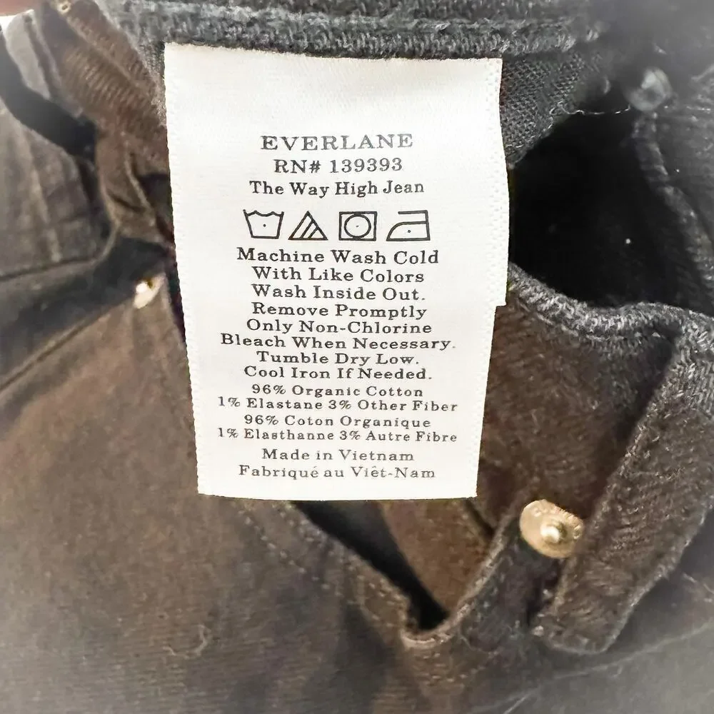 Everlane The Way High Jean Organic Cotton Coal Denim Size 23 NWT